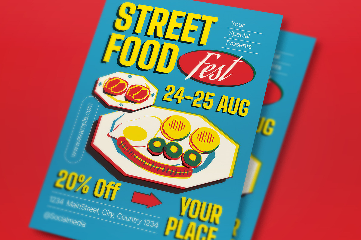 Street Food Fest Flyer Set, a Flyer Template by graphicook (Photo 2 of 3)
