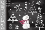 Chalky Christmas Clipart & Brushes, an Illustration by Colors on Paper (Thumbnail 1 of 2)
