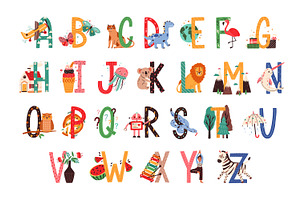 English Alphabet With Cute Graphic