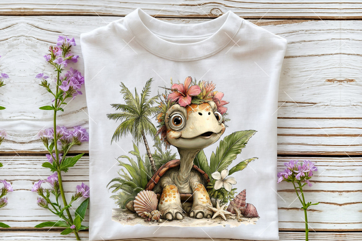 Whimsical Summer Turtle Clipart, an Illustration by OK Design (Photo 4 of 6)