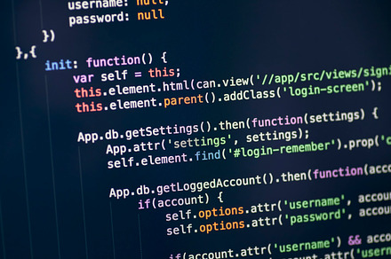 Code syntax on a computer screen stock photo containing it and application