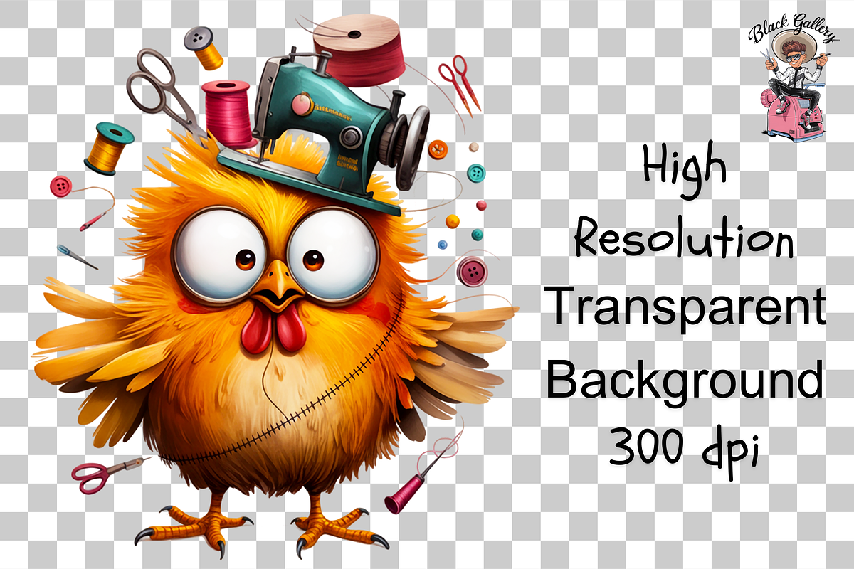 Funny Chicken Seamstress PNG Bundle, a Graphic by Clipart Bloom (Photo 12 of 16)