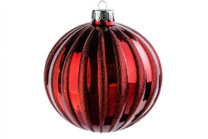 Bright red glitter ornament hanging, a Photo by Tanuart