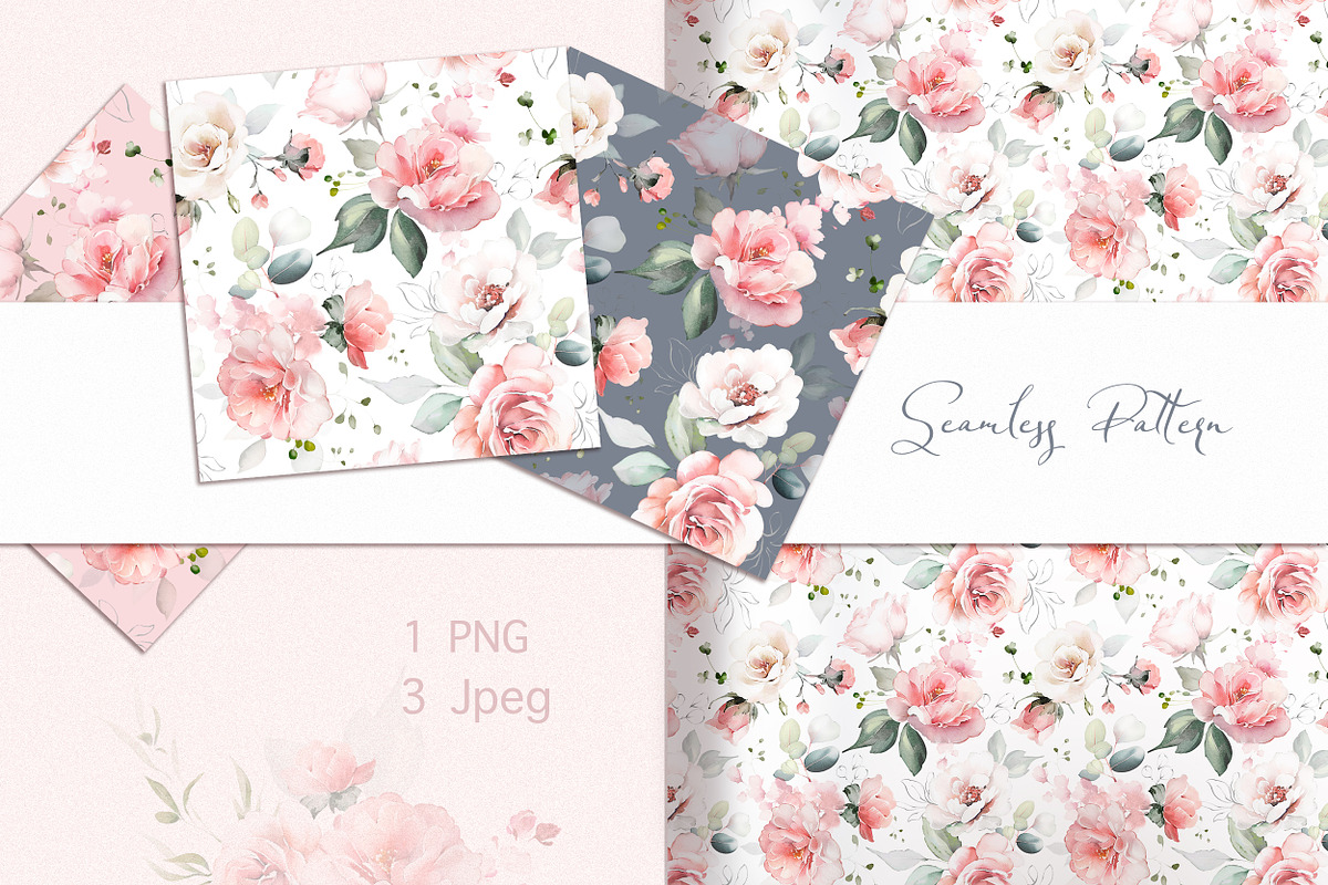 Pink Watercolor roses, a Decorative Illustration by Lisima (Photo 9 of 9)