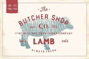 Butcher Shop Lamb Logo Template