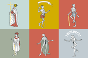 Dance of Death Skeletons set, a Decorative Illustration by kaer_shop (Thumbnail 3 of 6)