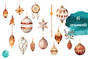 Watercolor Boho Christmas Elements, a Seasonal Illustration by Verdigris Studios (Thumbnail 2 of 3)