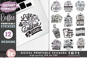 Funny Coffee Lover Stickers PNG, a Food Illustration by TheBlackCatPrints (Thumbnail 3 of 3)