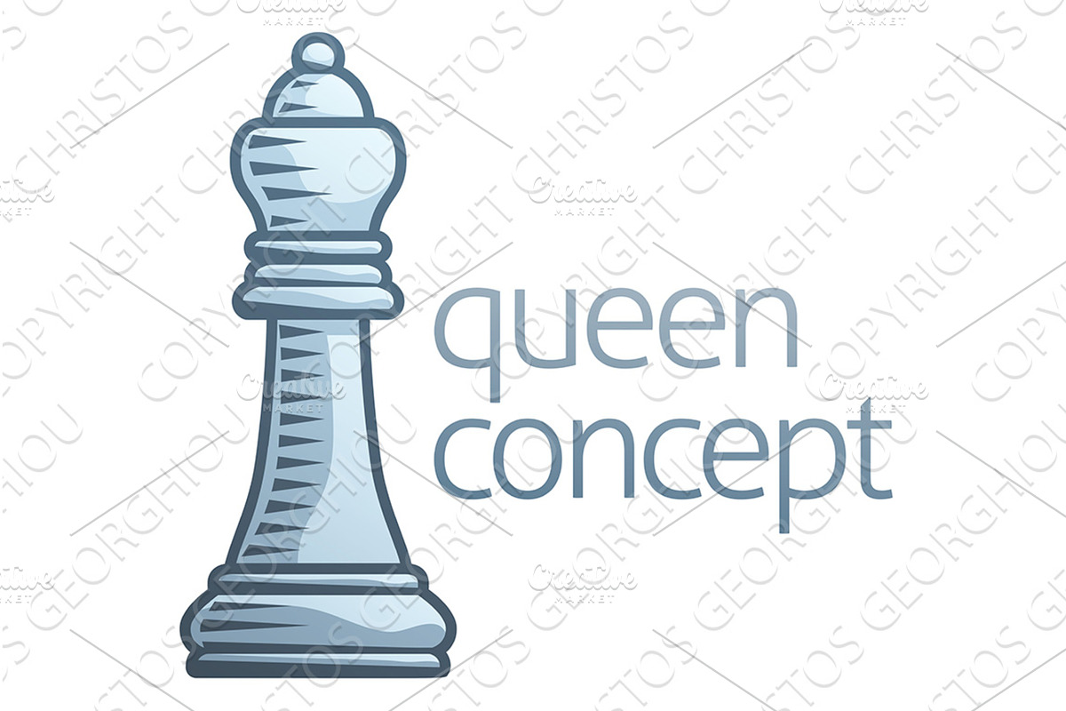Queen Concept Chess Piece Icon, an Illustration by Christos Georghiou