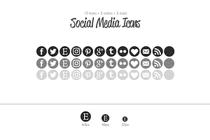 Glitter Grayscale Social Media Icons