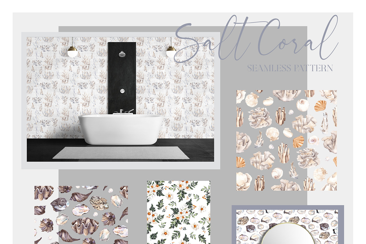 Salt Coral. Sea shell and flowers., an Object Illustration by ma_i_vi (Photo 9 of 12)