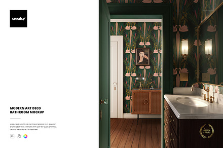 Modern Art Deco Bathroom Mockup, a Household Mockup by creatsy5