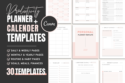 Editable Planner Template Canva, a Stationery Template by Designs by Darowan