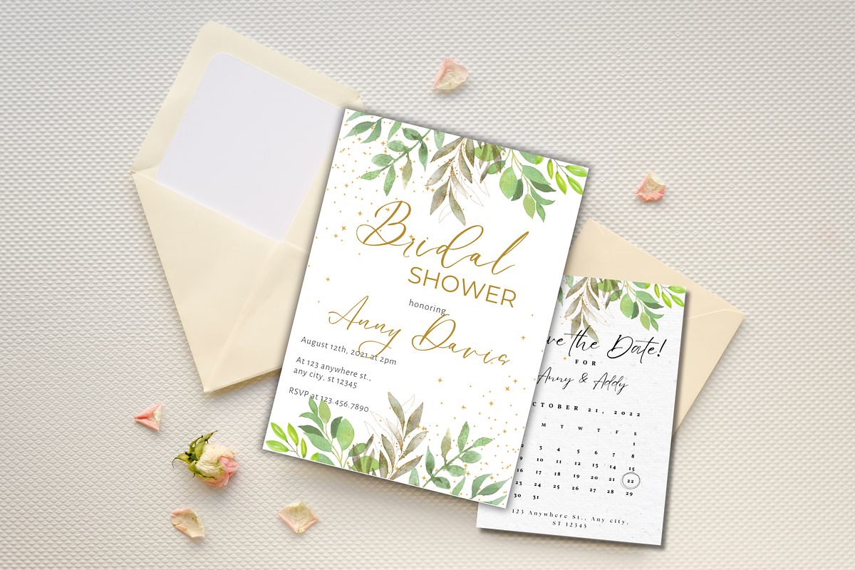Bridal Shower & Save the Date Card, a Print Template by TheSimplySereneShop (Photo 3 of 3)