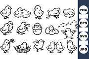 Cute Baby Chick Clipart Set, an Illustration by designvectx (Thumbnail 1 of 3)