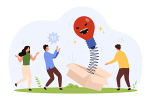 People Reacting to Dangerous Idea, a Person Illustration by Flashvector