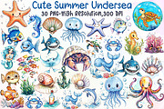 Cute Summer Undersea Clipart, an Illustration by Sublimation Artist (Thumbnail 1 of 6)