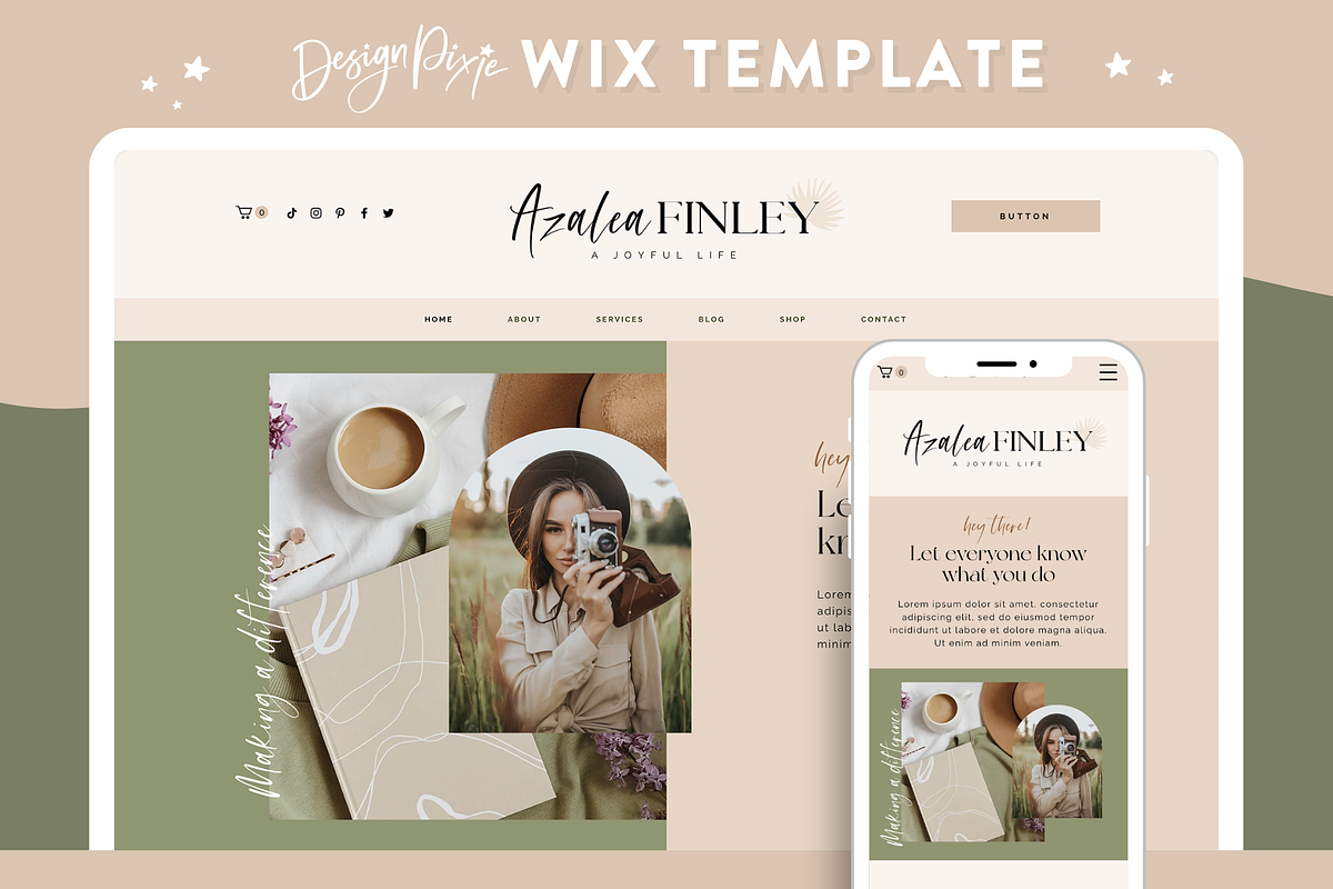 Wix Website Template Azalea Finley, a Wix Template by Design Pixie (Photo 1 of 7)