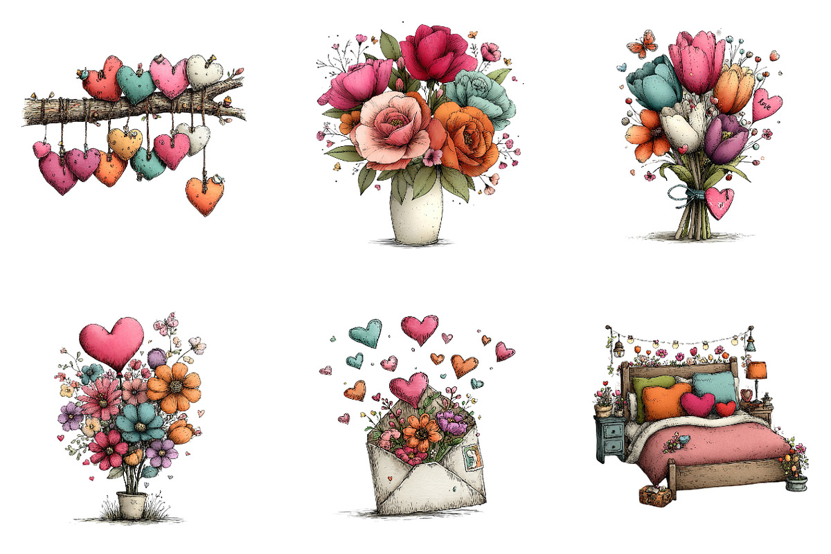 Valentines Day Love Clipart, an Illustration by CreationArt (Photo 2 of 7)