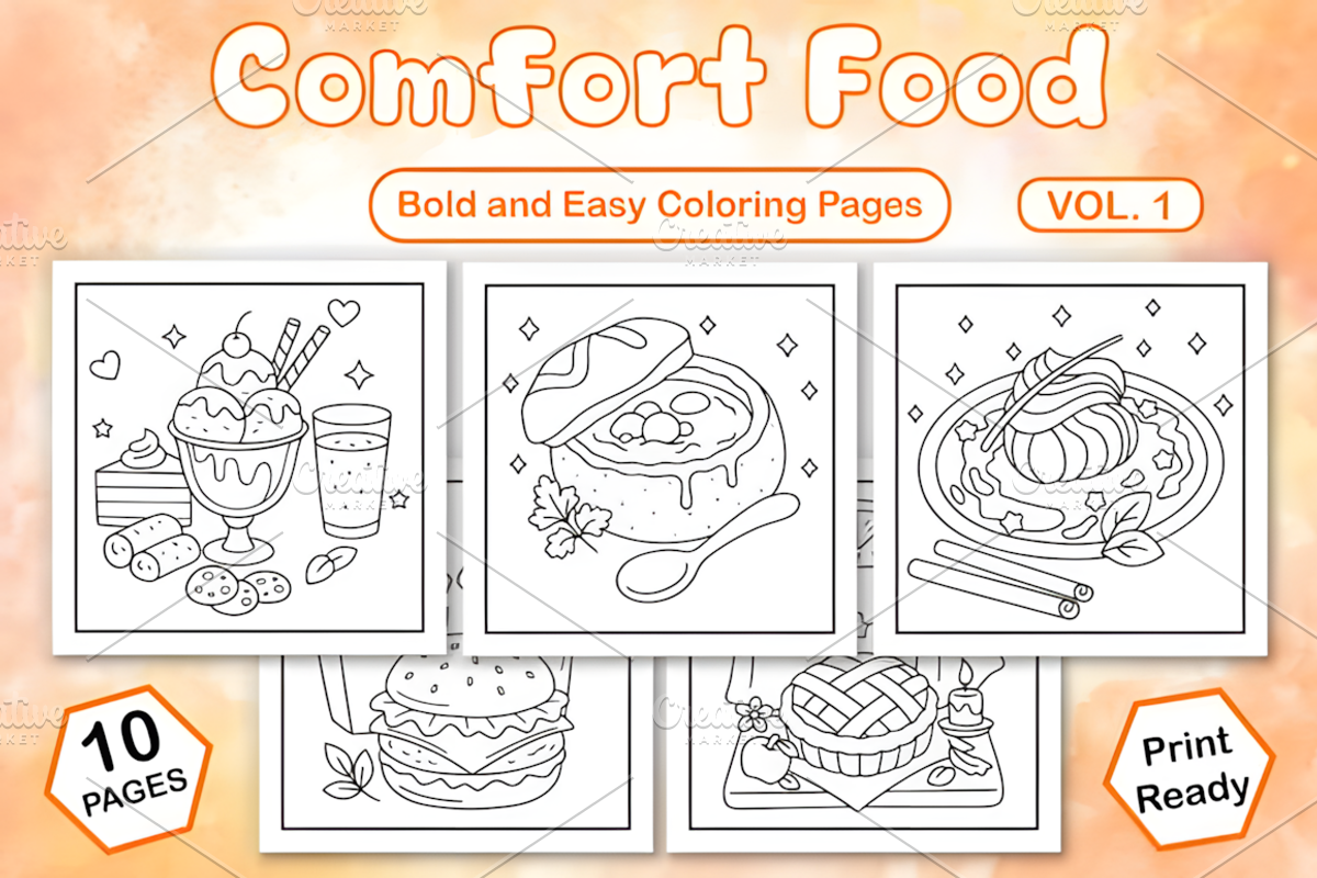 Comfort Food Bold & Easy Coloring, a Food Illustration by Coco Bloom (Photo 1 of 4)