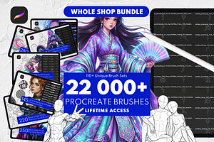 Procreate Brushes Whole Shop Bundle, a Brush Add-On by Selentaori Studio