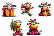Christmas Funny Cows Clipart, an Illustration by Libby Wishes (Thumbnail 4 of 7)