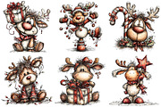 Funny Christmas Reindeer Clipart, an Illustration by Craft Nest (Thumbnail 9 of 10)