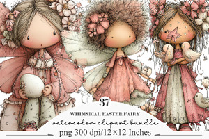 Whimsical Easter Fairy Clipart, an Illustration by Designking