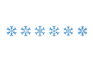 Set of 6 snowflake icons in blue, an Object Illustration by GraphiShop