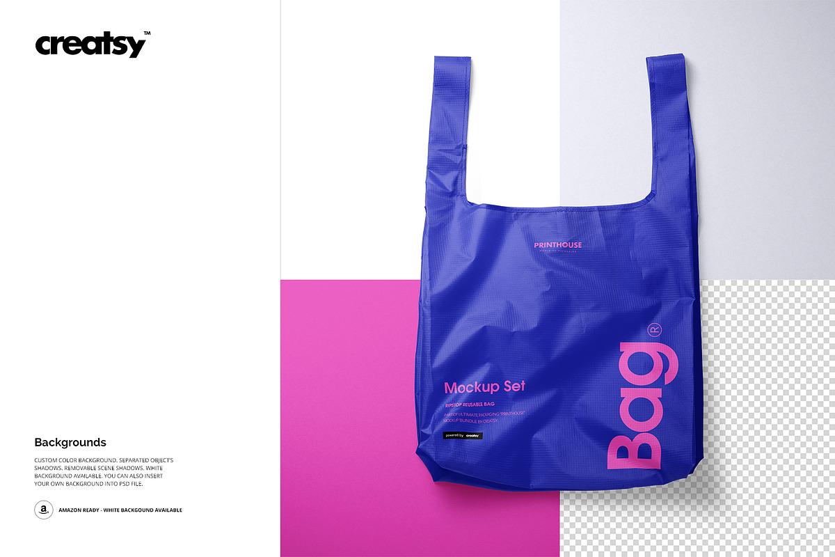 Ripstop Reusable Bag Mockup Set, a Household Mockup by creatsy5 (Photo 11 of 13)