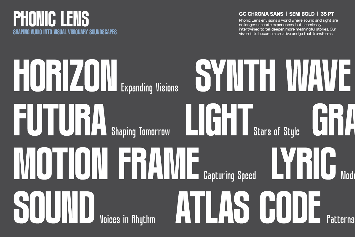 GC Chroma — Condensed Sans Family, a Sans Serif Font by Glyphonic (Photo 9 of 15)