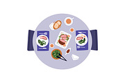 Food on dining tables, top view set, a Food Illustration by Good Studio (Thumbnail 5 of 7)