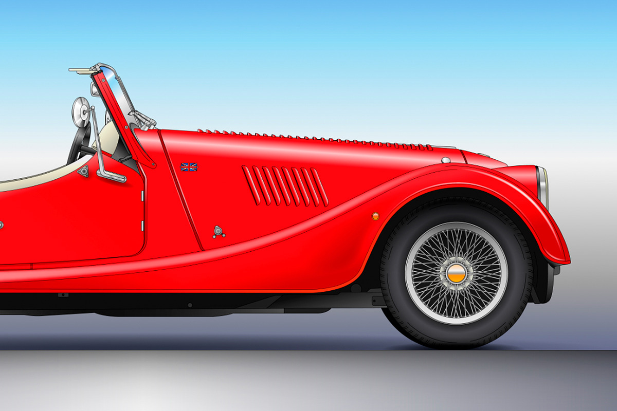 Morgan Plus 4 vintage car, 1966, a Transportation Illustration by frizio (Photo 3 of 4)