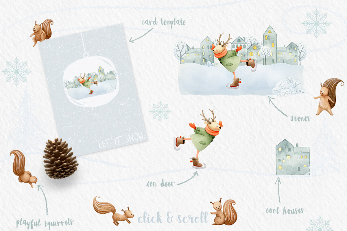 Winter Charm Vol 1 - Watercolor Deer, an Animal Illustration by Watercolor Nomads (Photo 3 of 6)