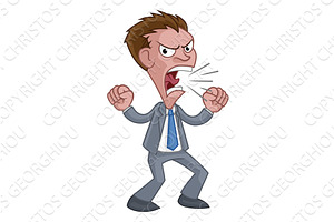 Angry Boss Business Man In Suit, a Person Illustration by Christos Georghiou