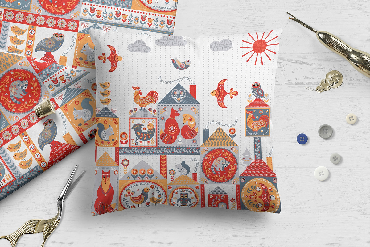 SCANDINAVIAN MOTIFS. Vector Set, an Animal Illustration by Irina Skaska (Photo 7 of 13)