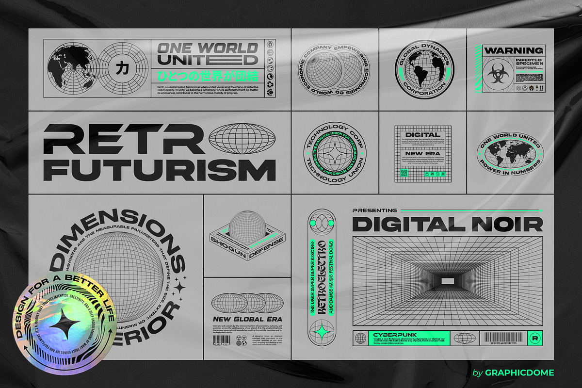 Retro Futurism Brutalist Collection, a Branding & Logo Template by Graphicdome (Photo 1 of 13)
