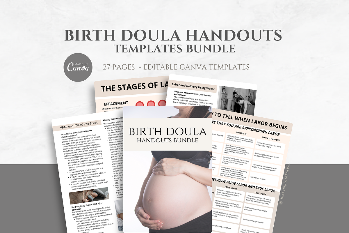 Birth Doula Handouts Forms Bundle, a Marketing Template by BizTemplateForYou (Photo 1 of 5)