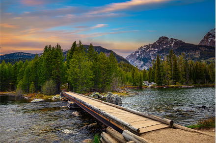 Sunset over Taggart Lake and Grand, a Nature Photo by Nick Fox