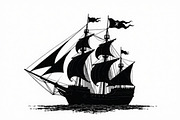 Pirate Ship Silhouette Bundle, an Illustration by jahid234 (Thumbnail 9 of 9)