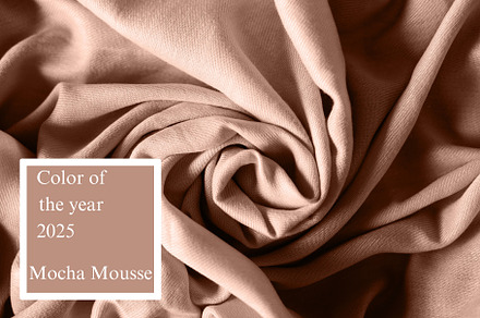 Rolled satin fabric. Color of the Year 2025 Mocha Mousse color. Chocolate or Br
