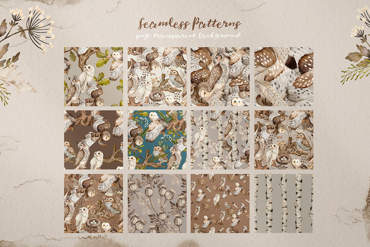 Owls Story watercolor forest clipart, an Animal Illustration by Alamella (Photo 9 of 12)