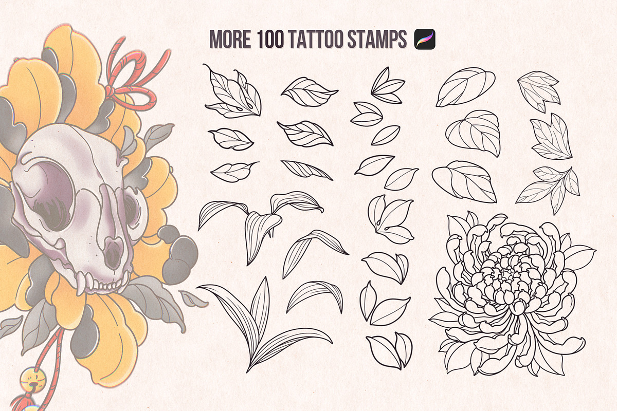 Procreate Stamps Bundle Tattoo, a Brush Add-On by InkPrintsTattoo (Photo 7 of 10)