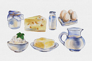 Dairy products watercolour clipart, an Illustration by Art pages (Thumbnail 2 of 3)