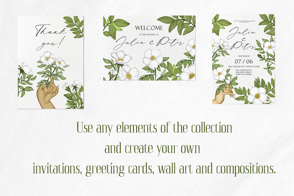 Cherokee rose clipart pattern set, a Decorative Illustration by Yelloo Fish (Photo 6 of 21)