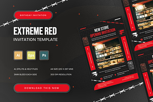 Extreme Red - Event Invitation, an Invitation Template by StreaksideStd