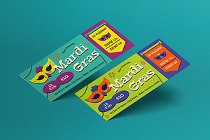 Green Flat Design Mardi Gras Ticket