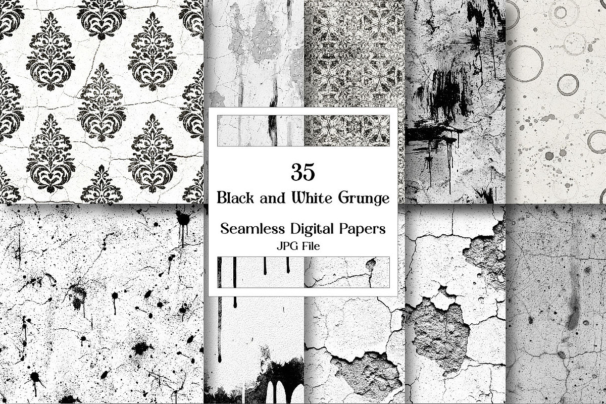 Black and White Grunge Textures, a Pattern Graphic by Wow Magic (Photo 1 of 3)