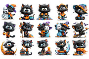 Quirky Halloween Black Cats Clipart, an Animal Illustration by Craft Nest (Thumbnail 5 of 5)