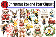 Christmas Bee and Bear Clipart, an Illustration by Design Market (Thumbnail 1 of 3)